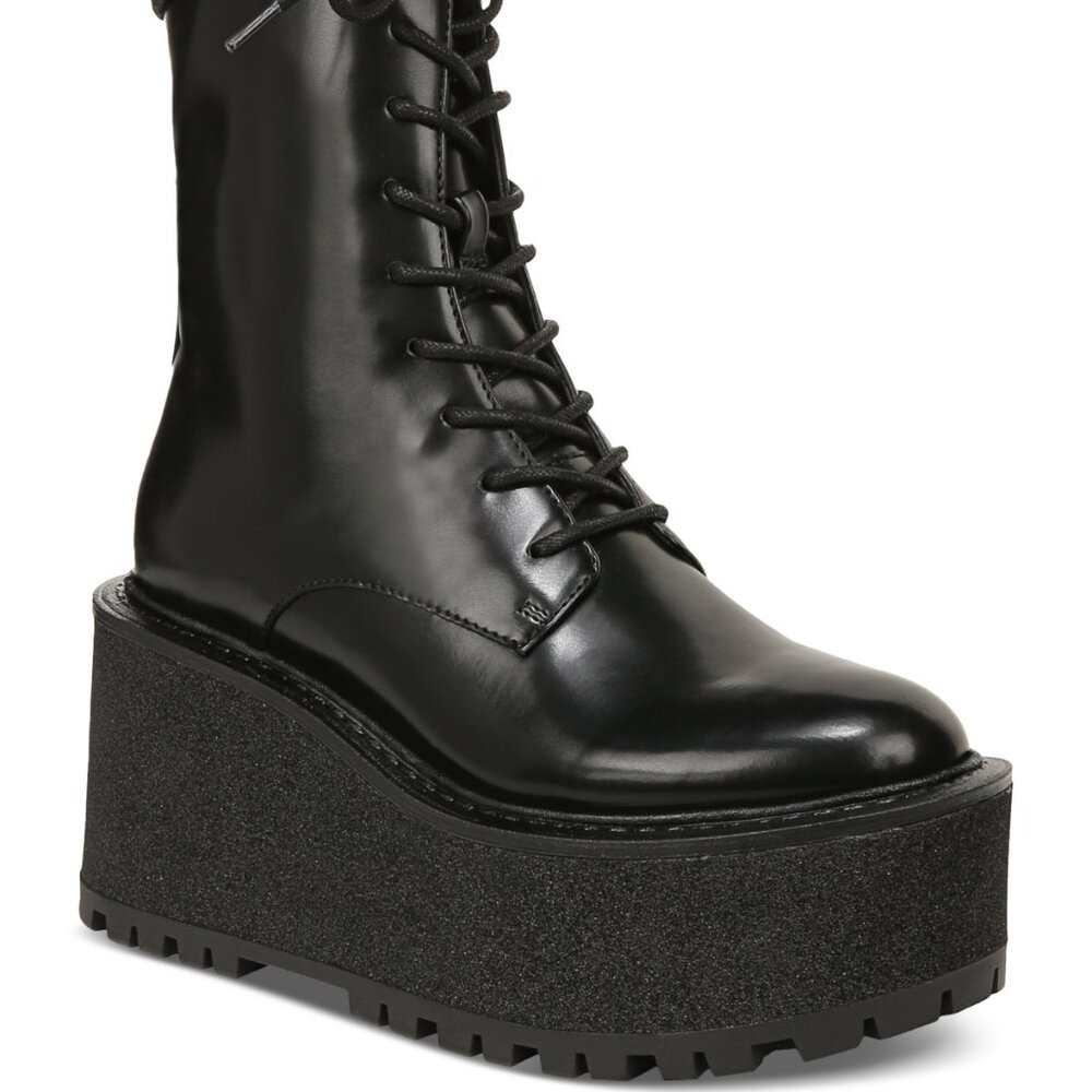 SLATER Womens Faux Leather Casual Combat & Lace-up Boots